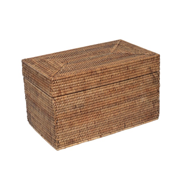 Artifacts Rattan Rectangular Hinged Chest For Sale