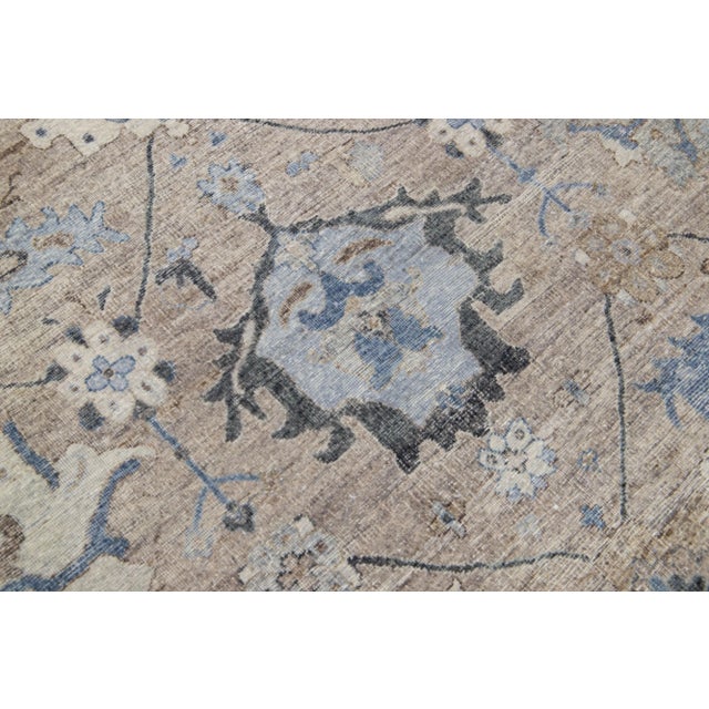 Early 21st Century Modern Indian Mahal Brown Handmade Floral Wool Rug by Apadana For Sale - Image 5 of 7