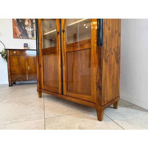 Biedermeier Display Cabinet in Walnut For Sale - Image 12 of 13