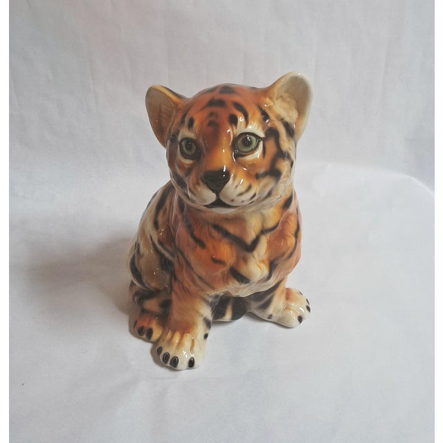 Italian Artist, Sculpture of a Tiger Cub, 1970s, Ceramic For Sale - Image 3 of 7