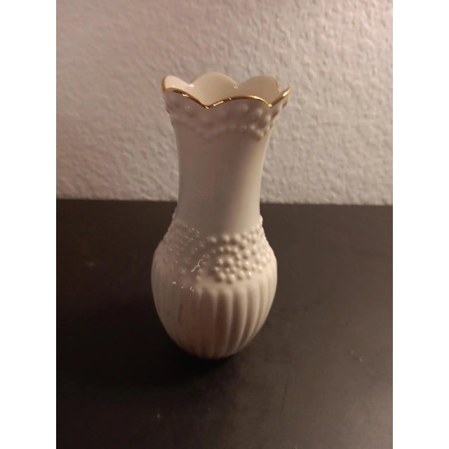 1980s Lenox Usa Fine Porcelain Beaded Ornate Bud Vase For Sale - Image 4 of 5