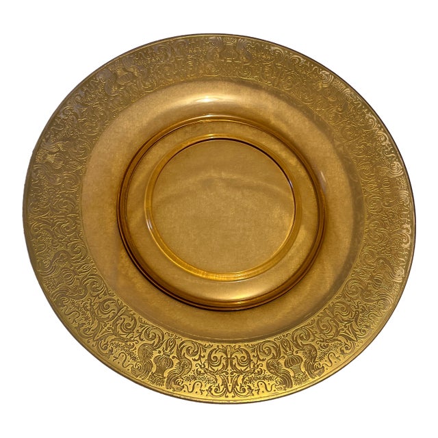1930s Depression Platter, Chip & Dip, Gold Etched Border For Sale