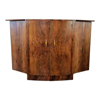 Mid-Century Modern / Art Deco Birdseye Maple Light-Up Fold-Out Cocktail Bar by Turnidge of London For Sale