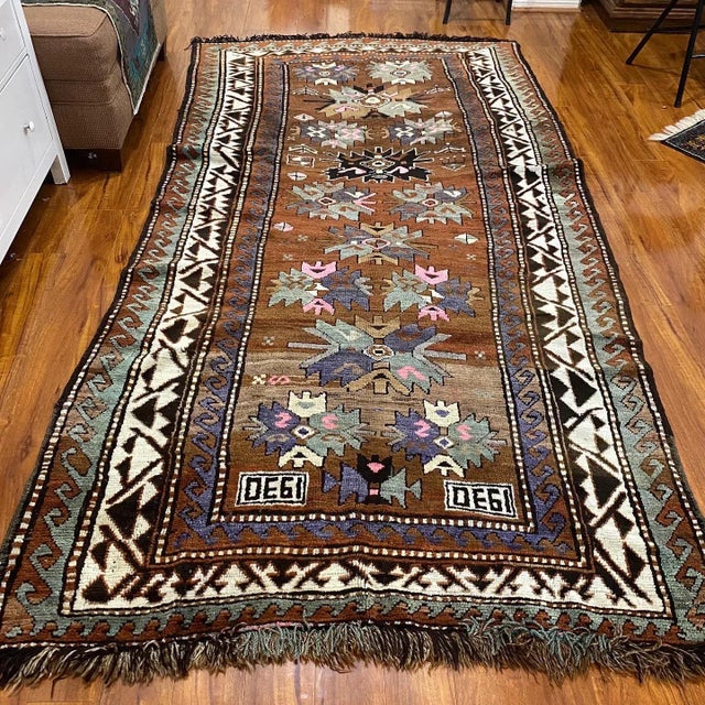 1930s Vintage Kazak Wool Plant Dye Camel Area Rug For Sale - Image 12 of 13
