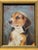 Contemporary Gold Wood Framed Oil on Board Portrait “Beagle Puppy” Artist Signed PM. This piece features a framed painting...