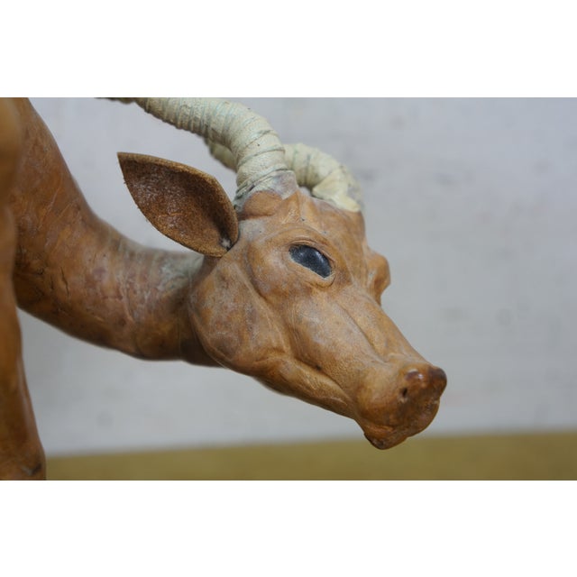 1960s Artisan Italian Leather Antelope Gazelle Blackbuck Figurine Statue 14" For Sale - Image 6 of 11