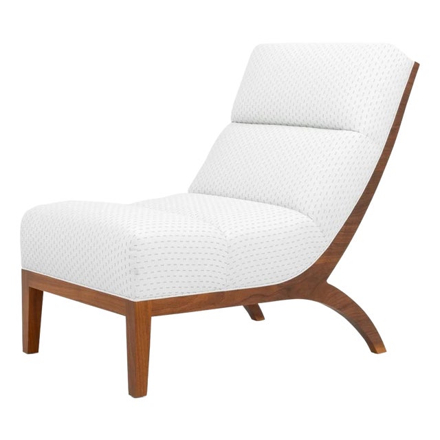 Contemporary White Upholstered Slipper Chair For Sale