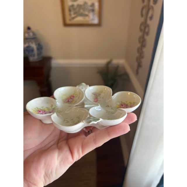 Early 20th Century Early 1900’s French Lustreware Floral Oyster Plate, Deviled Egg Plate Unique Shape For Sale - Image 5 of 10