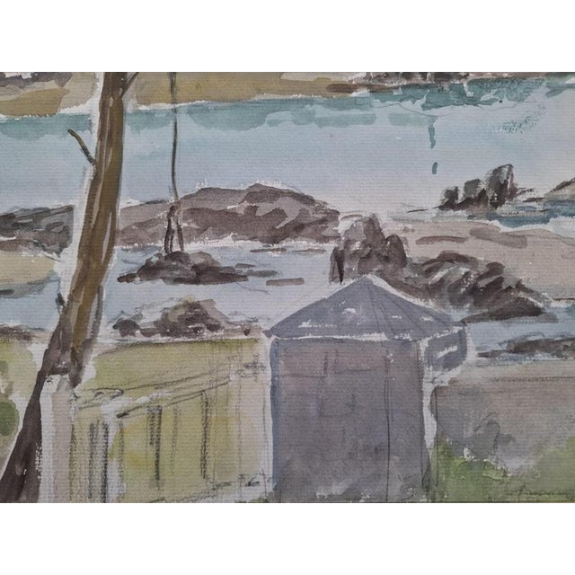 Modern Maurice Chataignier, Chausey, Watercolor on Cardboard For Sale - Image 3 of 6