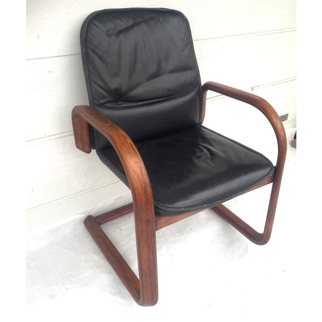 Modern Mid-Century Modern Armchairs in Bentwood and Leather, 1960s, Set of 3 For Sale - Image 3 of 18