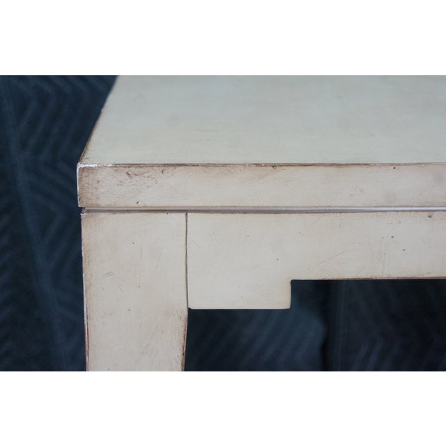 Late 20th Century Hollywood Regency Style Cream Painted Square Bunching Table 22" For Sale - Image 9 of 17