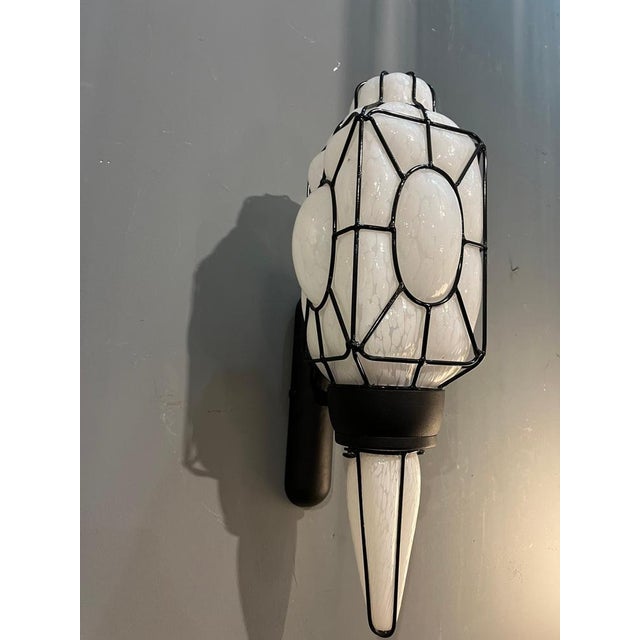 Polychrome Murano Glass Wall Lamp with Black Metal Frame, Italy, 1980s For Sale - Image 4 of 8