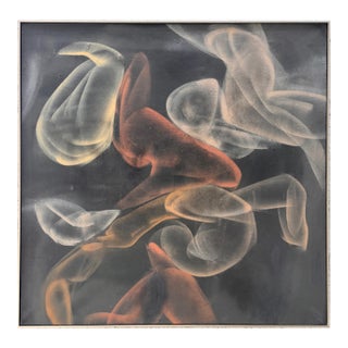 Large Vintage Drifting Biomorphic Abstract Etherial Painting For Sale