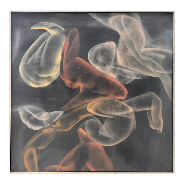 Large Vintage Drifting Biomorphic Abstract Etherial Painting For Sale