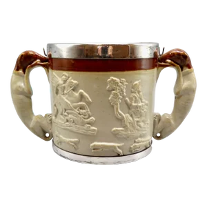 19th-Century English Salt Glazed Whippet Dog Vessel