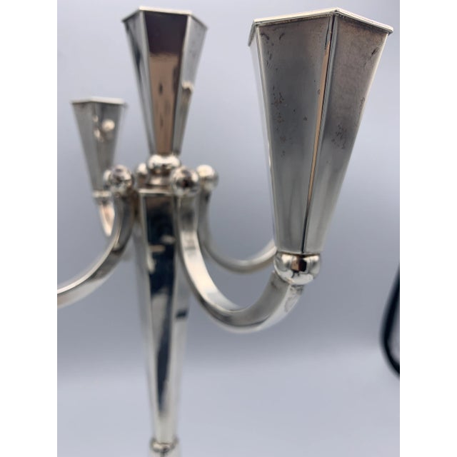 1950s Modernist Sterling Silver 5 Light Candelabra by Rafael Stub For Sale In Los Angeles - Image 6 of 12