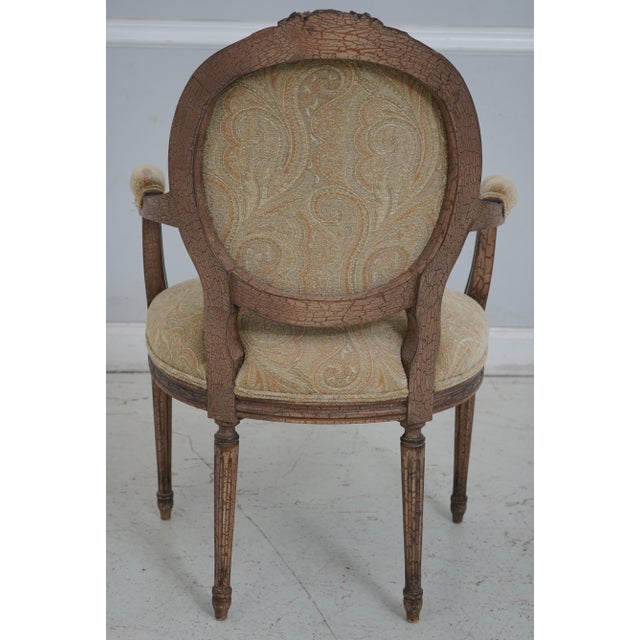 Pair French Louis XVI Upholstered Armchairs For Sale - Image 4 of 12