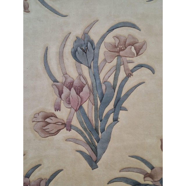 1990s Vintage Chinese Art Deco Style Floral Rug For Sale - Image 5 of 7