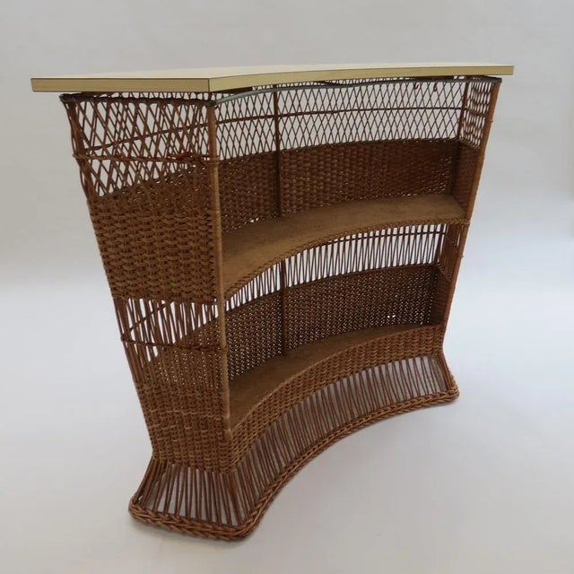 Brown Vintage Rattan Cocktail Drinks Bar, 1970s For Sale - Image 8 of 10