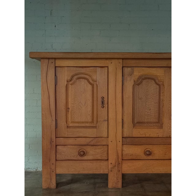 Rustic Mid 1900s Rustic French Light Oak Paneled Sideboard For Sale - Image 3 of 6