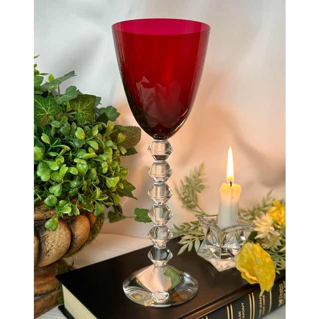 Vintage Baccarat Vega Ruby Red Rhine Wine Glass For Sale - Image 9 of 10