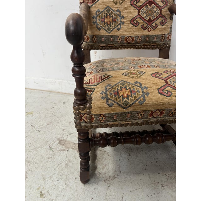 Louis XIII Style Armchairs with High Backs, 1900s, Set of 4 For Sale - Image 4 of 15