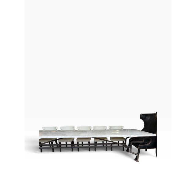 Formations Huge Dennis & Leen for Formations Marble Top Iron Outdoor Table For Sale - Image 4 of 5