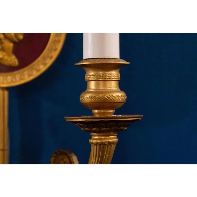 Neoclassical Bronze 2-Light Wall Sconces, 1880s, Set of 2 For Sale - Image 10 of 12