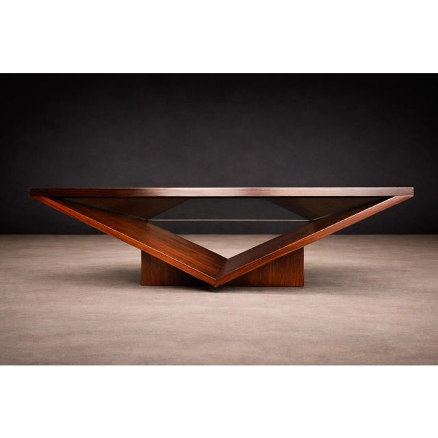 Brazilian Modern Coffee Table in Rosewood, Glass & Metal, Attributed to Joaquim Tenreiro, 1960s For Sale - Image 9 of 16