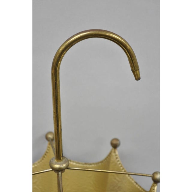 Gold Vintage Art Deco Embossed Brass Figural Umbrella Form Umbrella Stand Holder For Sale - Image 8 of 13