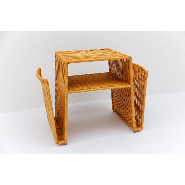 Italian Rattan Side Table and Magazine Rack, 1970s For Sale - Image 9 of 13
