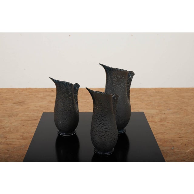 Glass Barbarico Vases by Ercole Barovier for Barovier & Toso, 1951, Set of 3 For Sale - Image 7 of 15