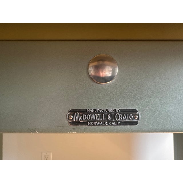 Vintage McDowell & Craig Vintage Tanker Desk With Custom Glass Top For Sale - Image 4 of 10