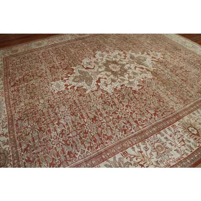 Tan Antique Oversize Square Persian Mahal Sultanabad Rug - 11'2" x 12'4" For Sale - Image 8 of 11