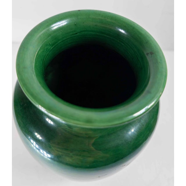 Dark Green Early 20th Century Japanese Dark Green Awaji Glazed Vase For Sale - Image 8 of 12