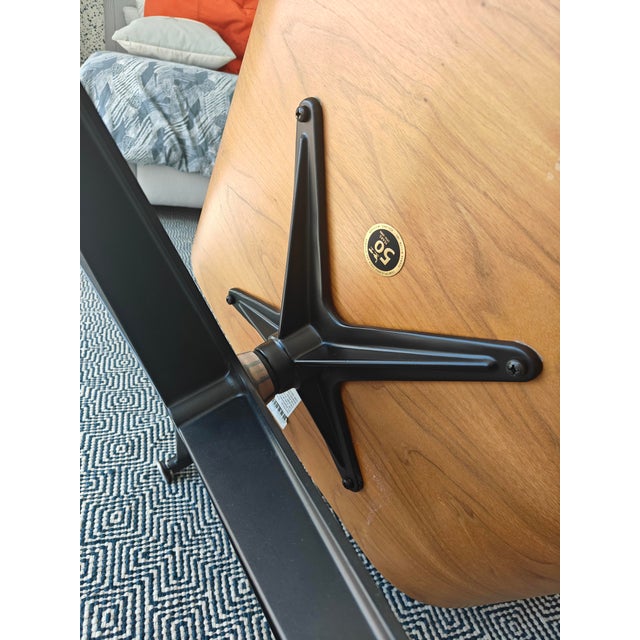 Eames Lounge Chair & Ottoman, Beige Leather With Walnut For Sale - Image 9 of 12