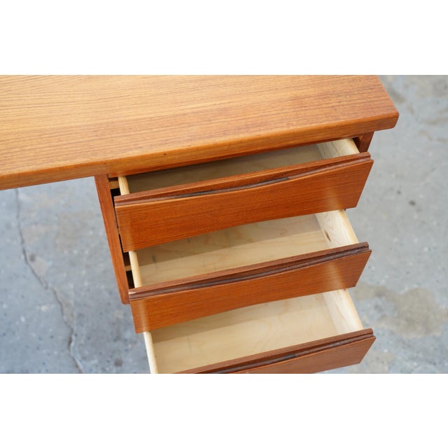 Danish Modern Teak Double-Pedestal Desk in the Style of Arne Vodder For Sale - Image 10 of 17