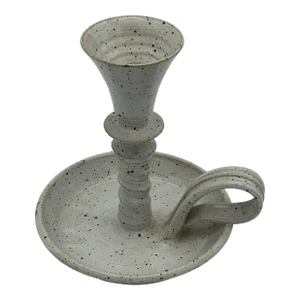Vintage Soft White Speckeled Ceramic Candle Holder