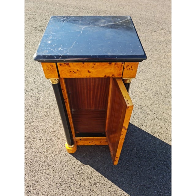 Chestnut Premium Bedside Table – Black Marble Finish & Ample Storage For Sale - Image 8 of 13