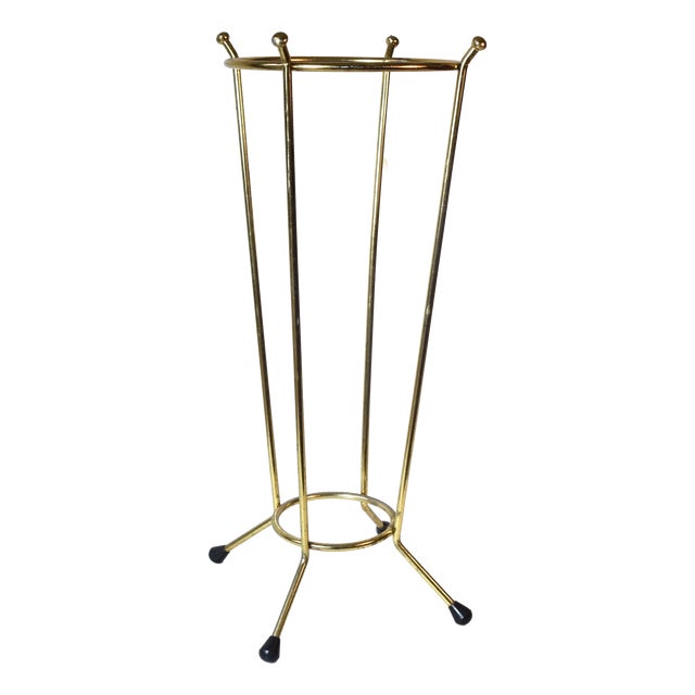 Mid-Century Brass Umbrella Stand, 1950s For Sale