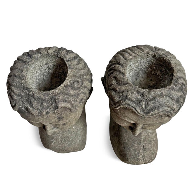 Pair of Vintage Stone Garden Goddess Busts For Sale - Image 4 of 11
