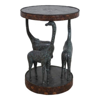 Maitland Smith Bronze Giraffe Lamp Table For Sale