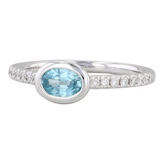 New 0.72ctw Blue Zircon Diamond Ring 14k White Gold Size 6.25 Oval Engagement For Sale