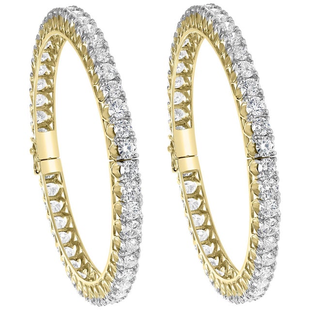 30 Pointer Each, 14 Ct Single Line Eternity 18 Kt Gold & Diamond Bangle, Single For Sale - Image 17 of 18