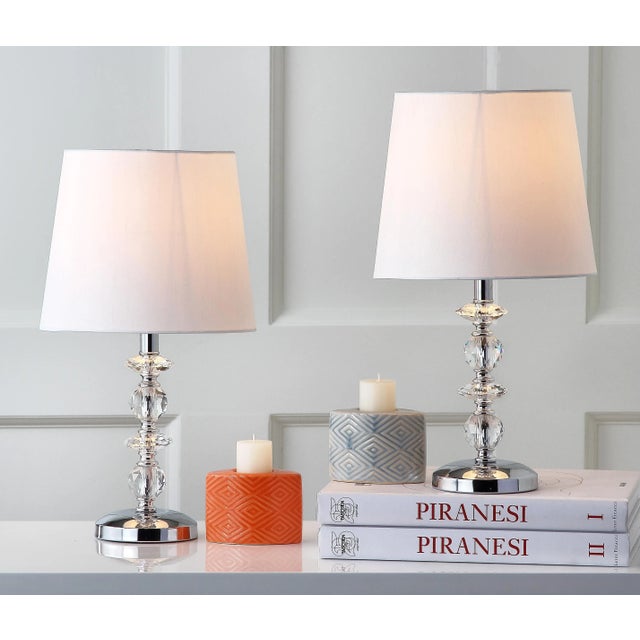 Glass 15 Inch H Stacked Crystal Orb Table Lamp in Clear - a Pair For Sale - Image 7 of 8