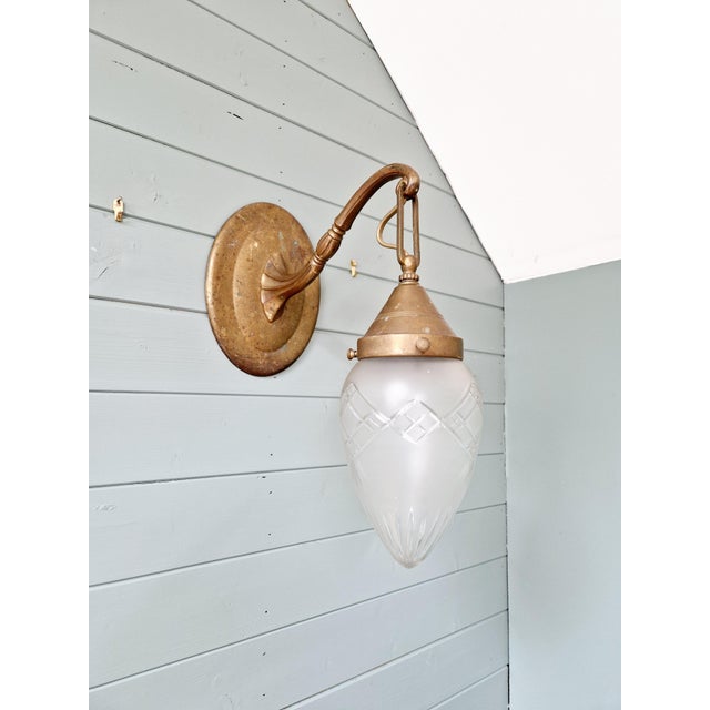 Art Deco Wall Light in Bronze and Satin Crystal, 1910s For Sale - Image 6 of 12