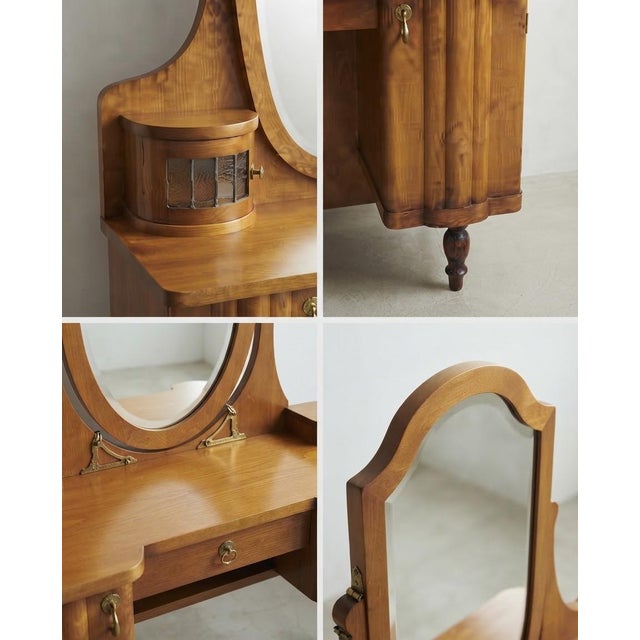 An exquisite and authentic fully refurbished antique Art Deco vanity and dressing table, originating from Hungary and...