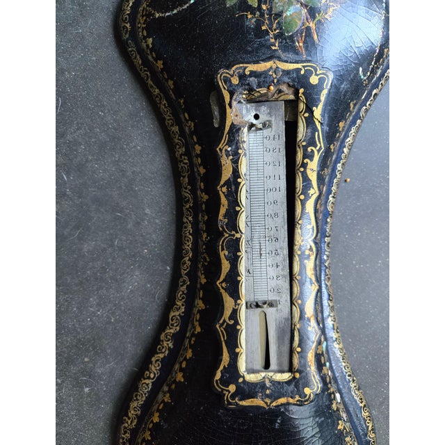 Wood 19th C Papier Mache Victorian Barometer Not Working For Sale - Image 7 of 11