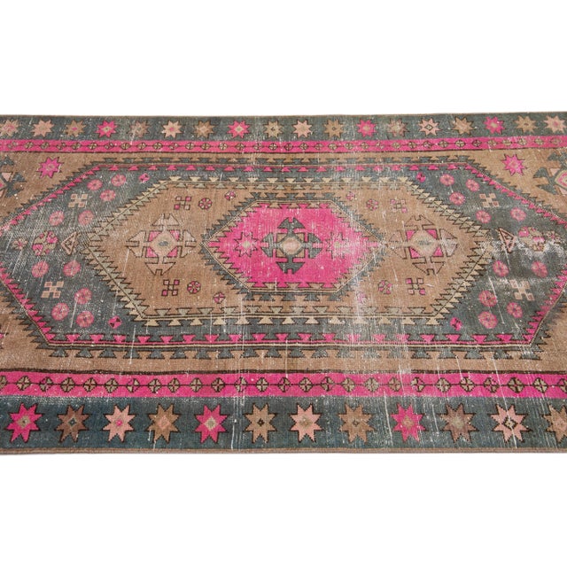 1960s 1960s Vintage Persian Distressed Handmade Tribal Pink Wool Rug For Sale - Image 5 of 7