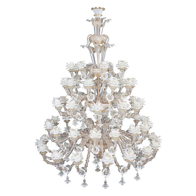 Murano glass chandelier, Rezzonico style, blown and handcrafted with ancient technique. This model entirely handmade by...